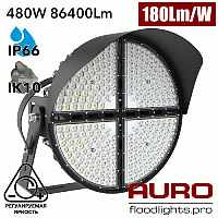 Мощный круглый светодиодный прожектор AURO-PRO-FL-Q3-480
